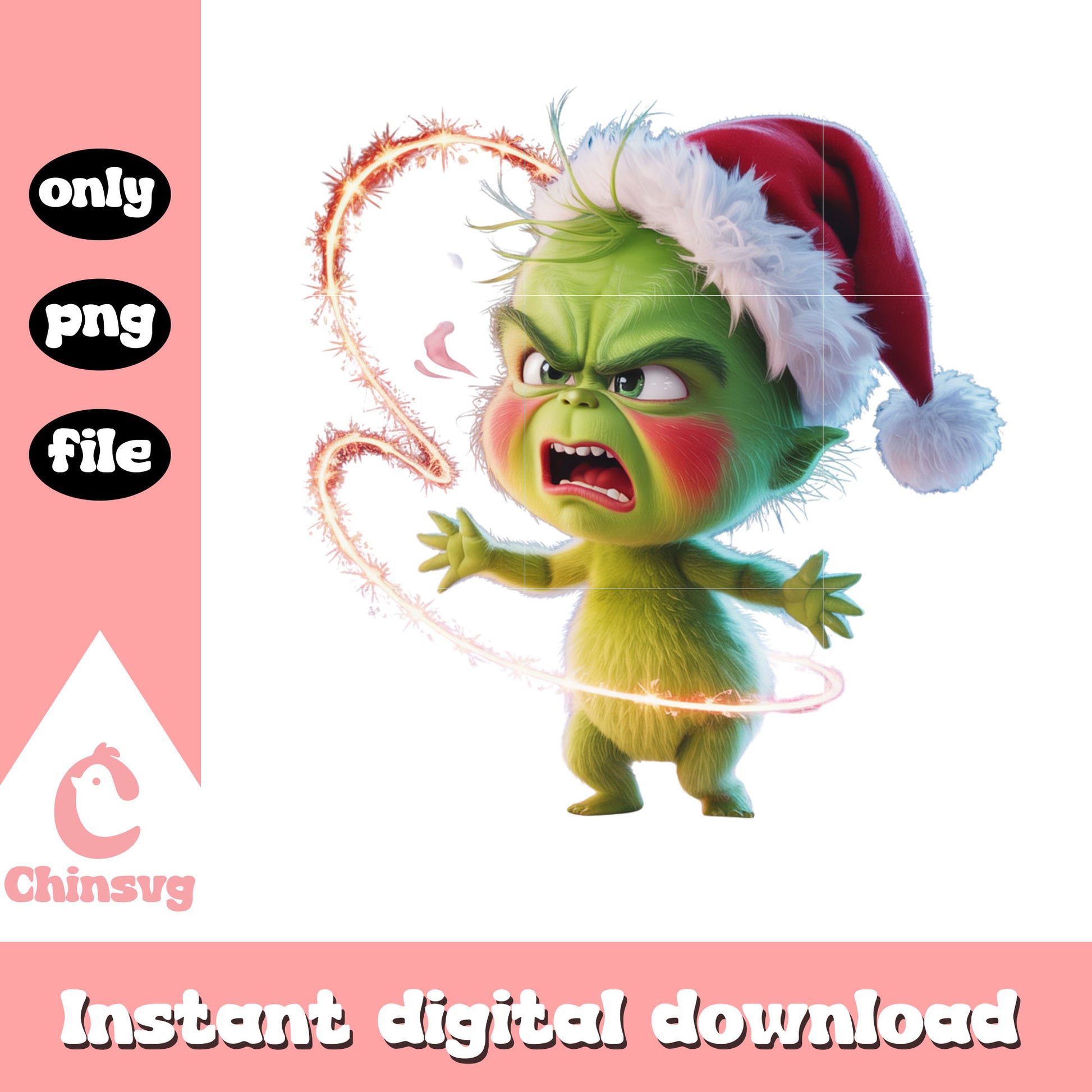 Grinch angry sparkling light trails png, merry christmas eve png