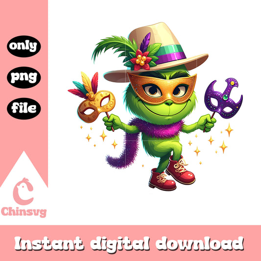 Grinch character mardi gras clothes png, mardi gras clothes png