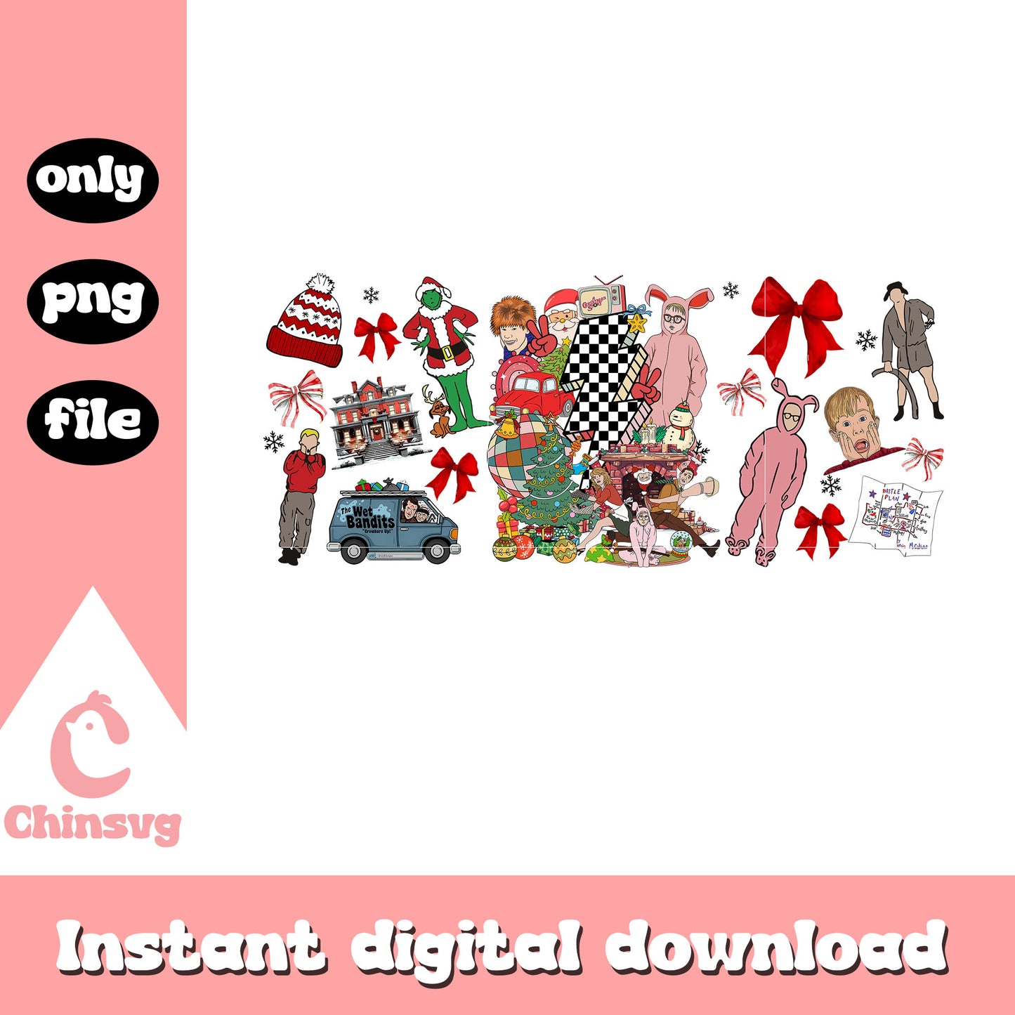 Grinch characters coquette christmas png, grinch friends png 