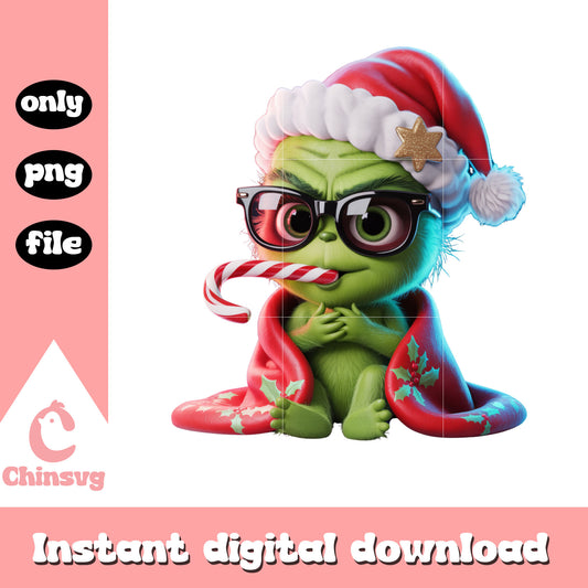 Grinch child glasses christmas candy png, merry christmas png