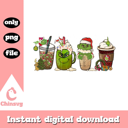 Grinch christmas coffee mugs design png, decor christmas png