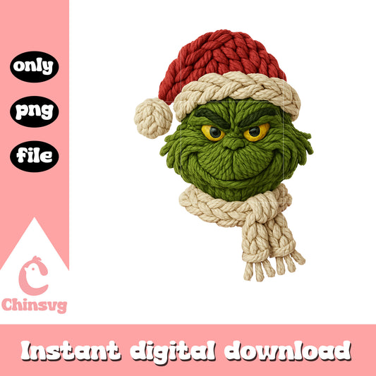 Grinch christmas hat crochet png, grinch costume png