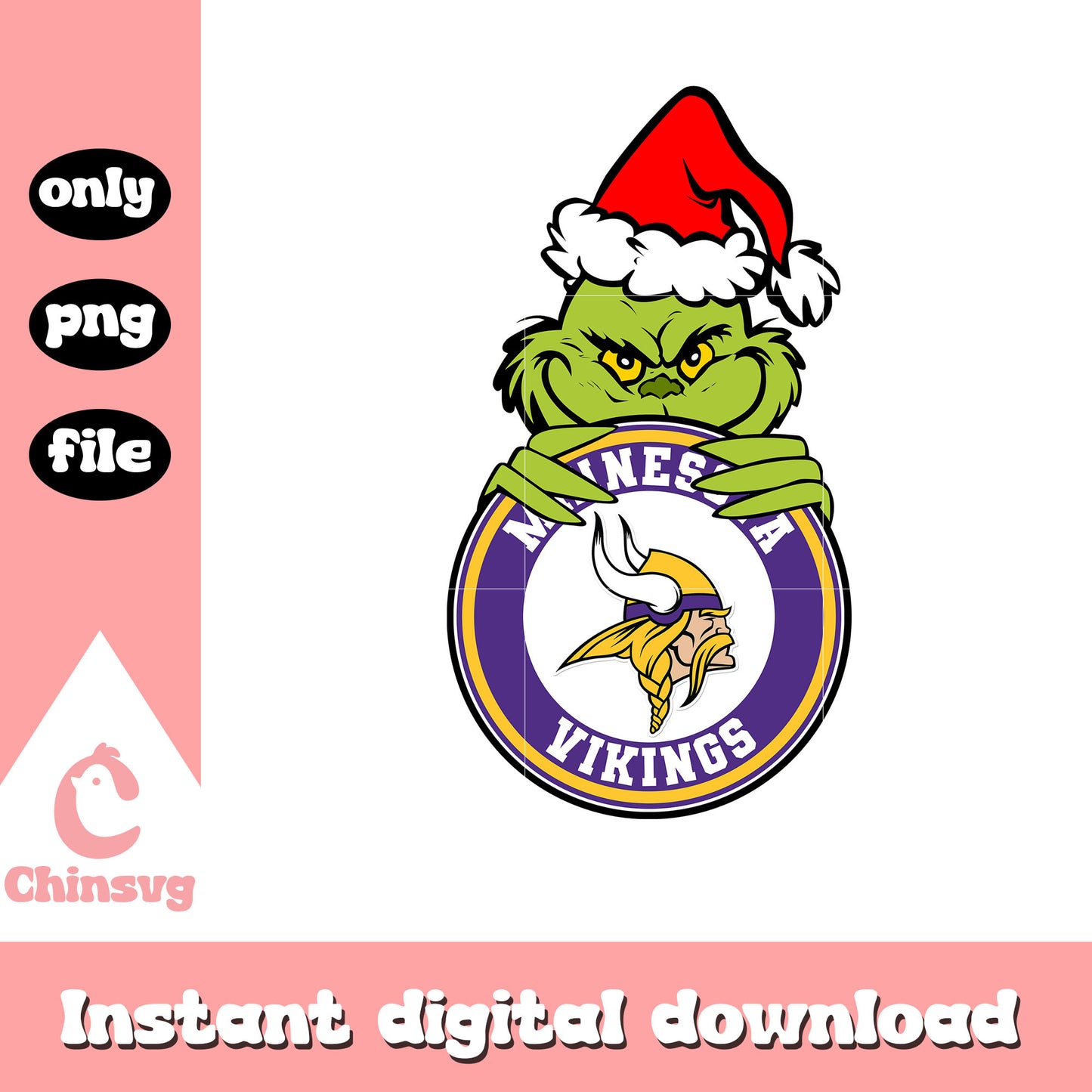 Grinch christmas minnesota vikings png, nfl minnesota vikings png