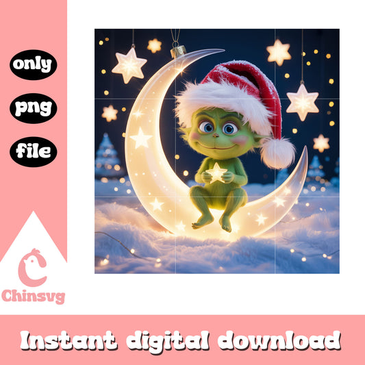 Grinch christmas star moon design png, the grinch pic png