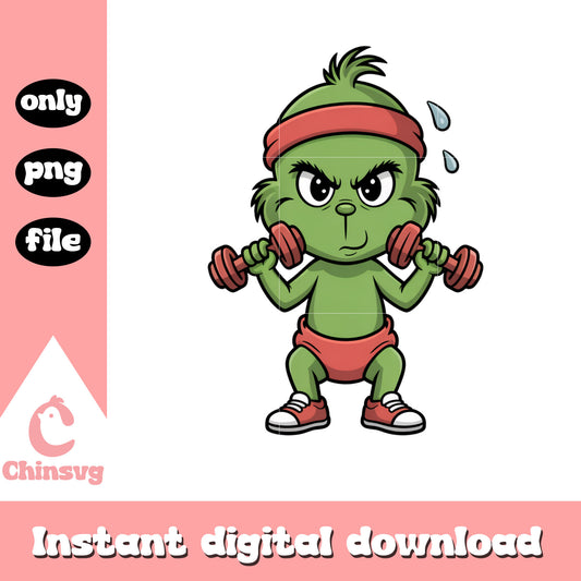 Grinch christmas working out design png, baby grinch​ png