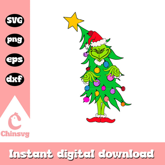 Grinch cosplay christmas tree svg, Grinch svg, christmas tree svg