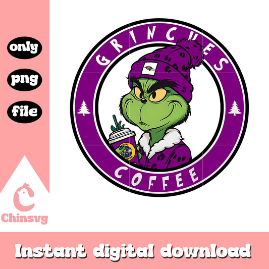 Grinches coffee baltimore ravens logo png, baltimore ravens christmas​ png