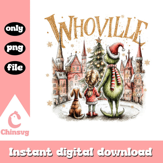 Grinch friends look whoville vintage png, christmas retro png