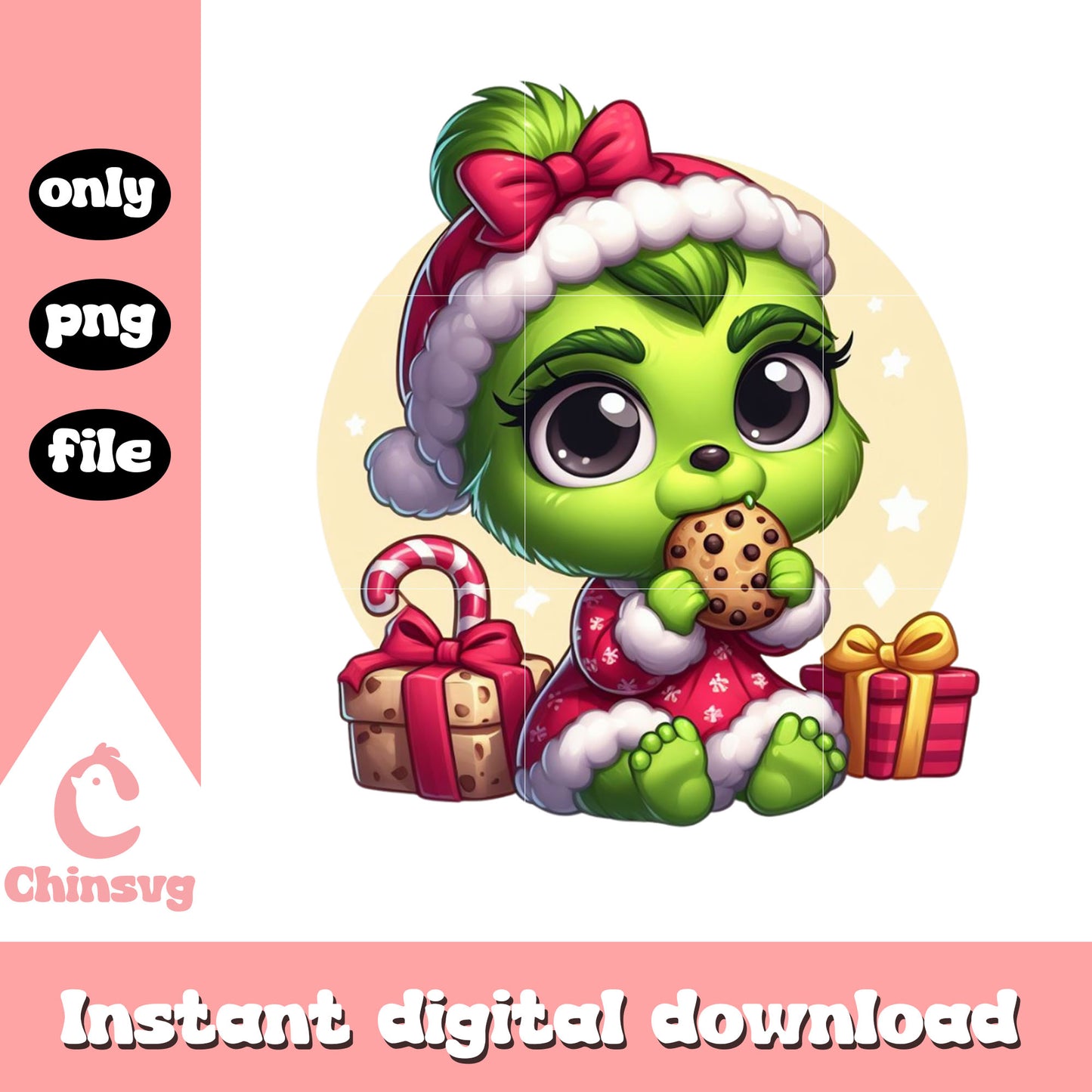 Grinch girl merry christmas png, christmas cookies png