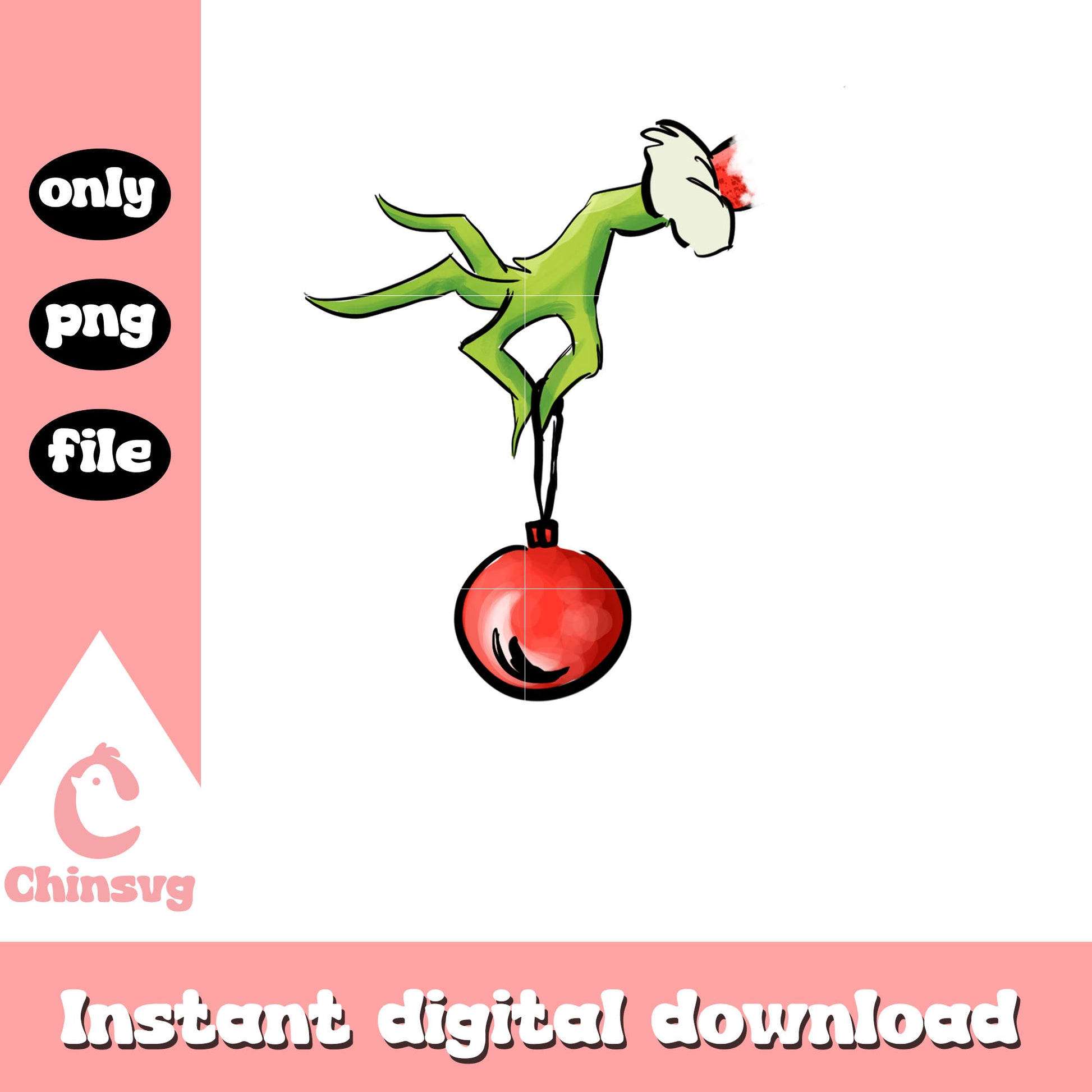 Grinch hand christmas bauble png, grinch christmas ornaments png