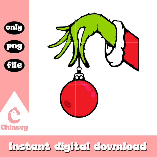 Grinch hand christmas bauble png, grinch ornaments png