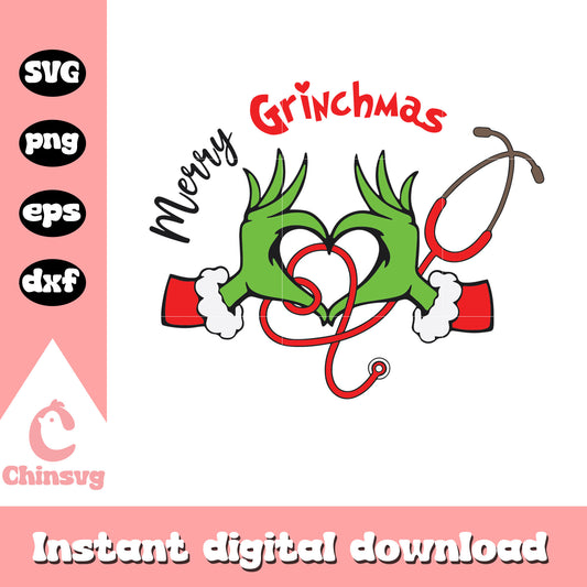 Grinch hand heart merry grinchmas svg, Grinch hand svg, christmas svg