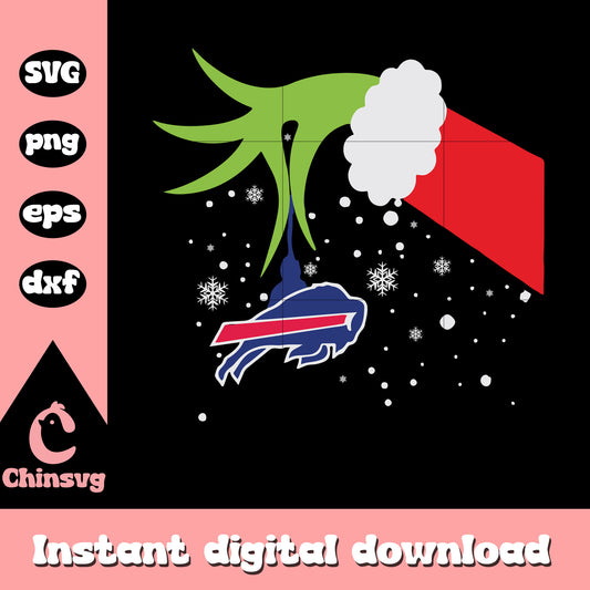 Grinch hand holding logo buffalo bills svg, buffalo bills svg