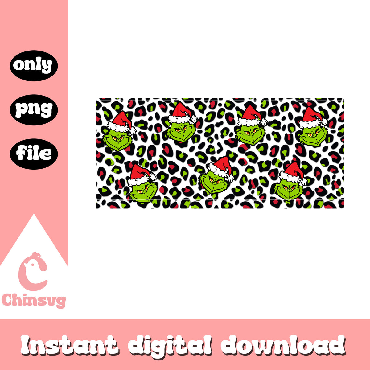 Grinch head christmas leopard png, grinch stole xmas png