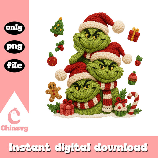 Grinch head christmas tree decor png, grinch tree png