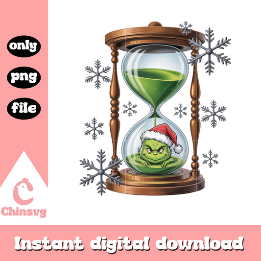 Grinch in hourglass christmas snowflake png, grinch movie images png