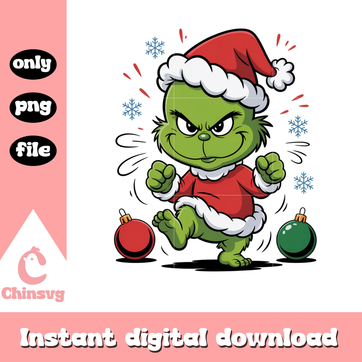 Grinch kid christmas ball design png, funny grinch shirts png