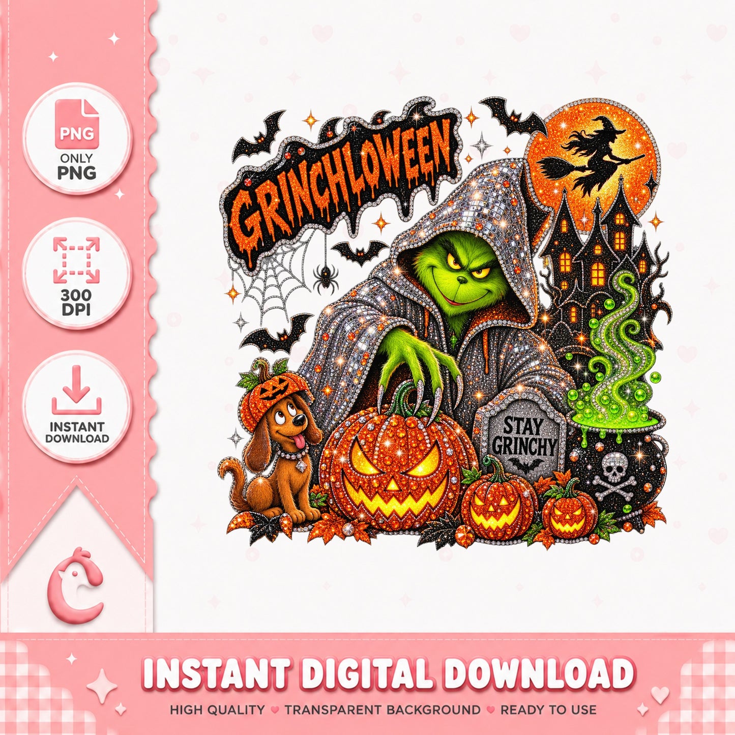 Grinchloween Grinch Halloween PNG, Stay Grinchy Pumpkin, PNG