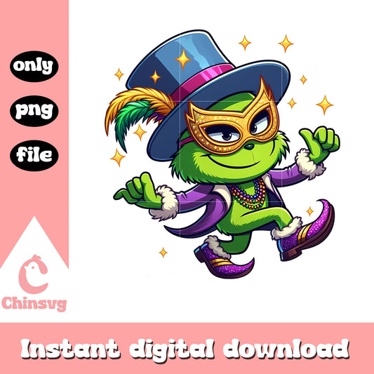 Grinch mardi gras clothes design png, mardi gras clothes png