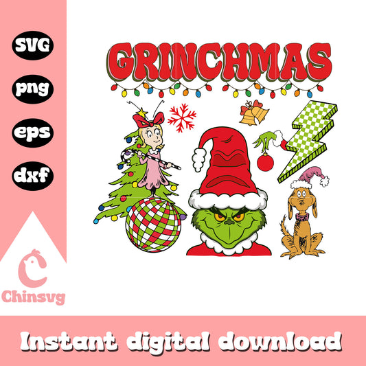 Grinchmas friends christmas design svg, merry grinchmas​ svg