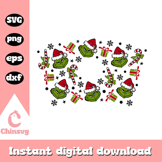 Grinchmas lollipops full wrap svg, grinch face clipart​​ svg