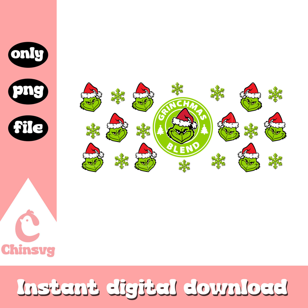 Grinchmas blend grinch head logo png, grinch christmas pics png