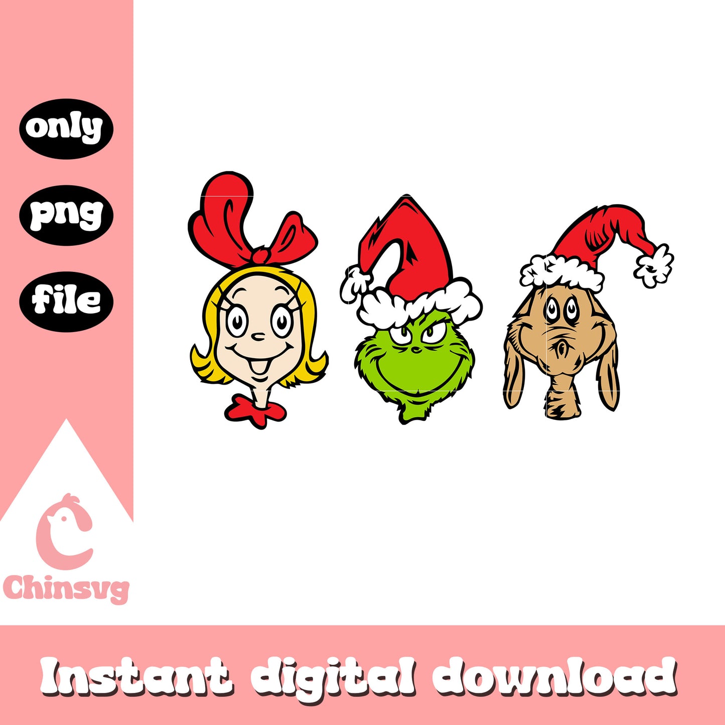Grinch max and cindy lou christmas day png, grinch clipart png