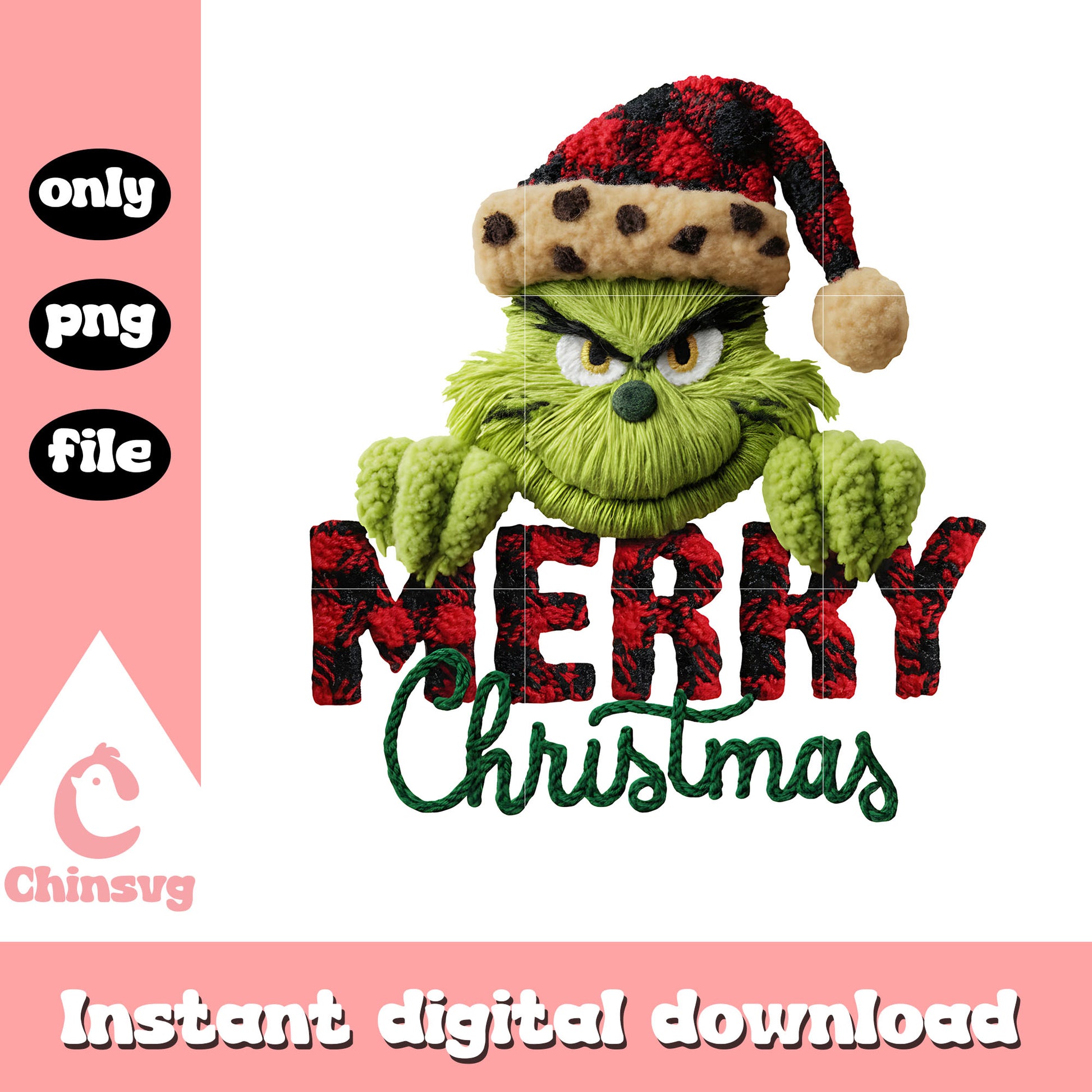 Grinch merry christmas patchwork png, merry christmas png