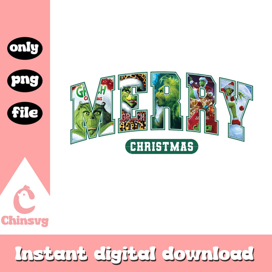 Grinch movie merry christmas design png, grinch christmas png