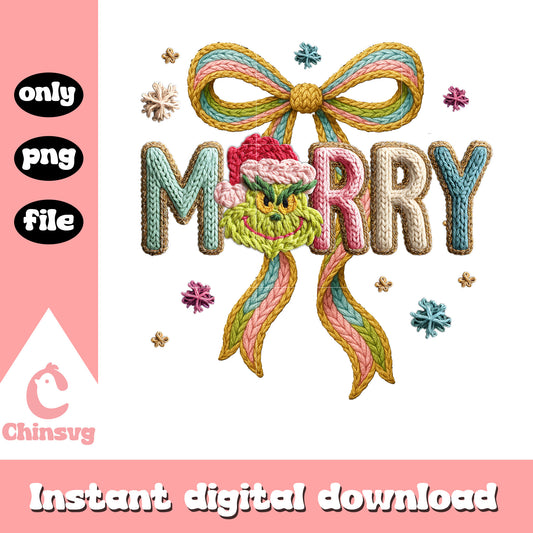 Grinch patchwork merry christmas png, grinch face png