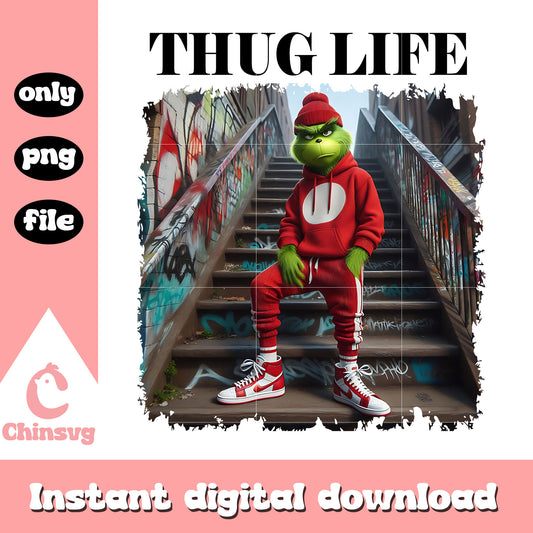 Grinch red clothes thug life hip hop png, grinch thug life png