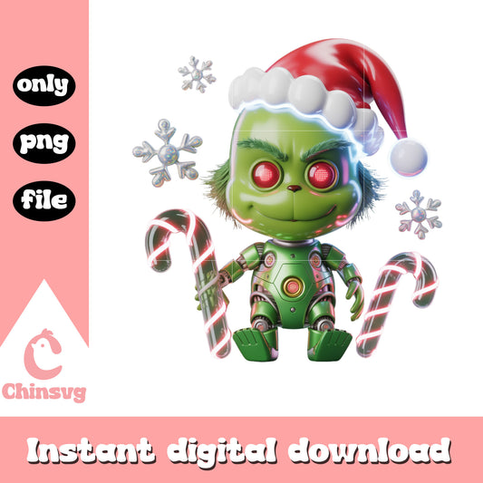 Grinch robot decor for christmas png, merry christmas funny png