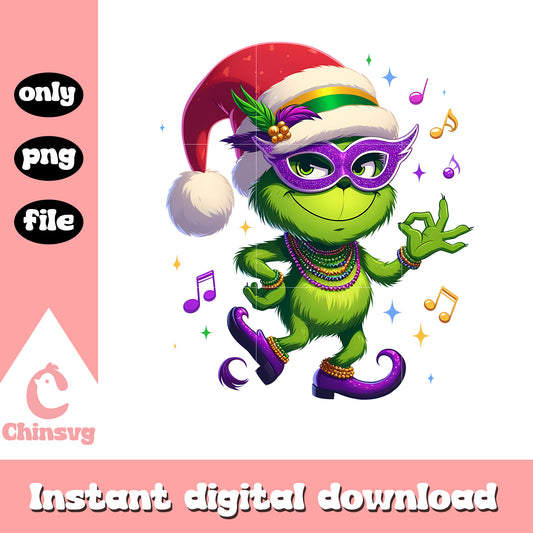 Grinch santa hat mardi gras day png, mardi gras day png