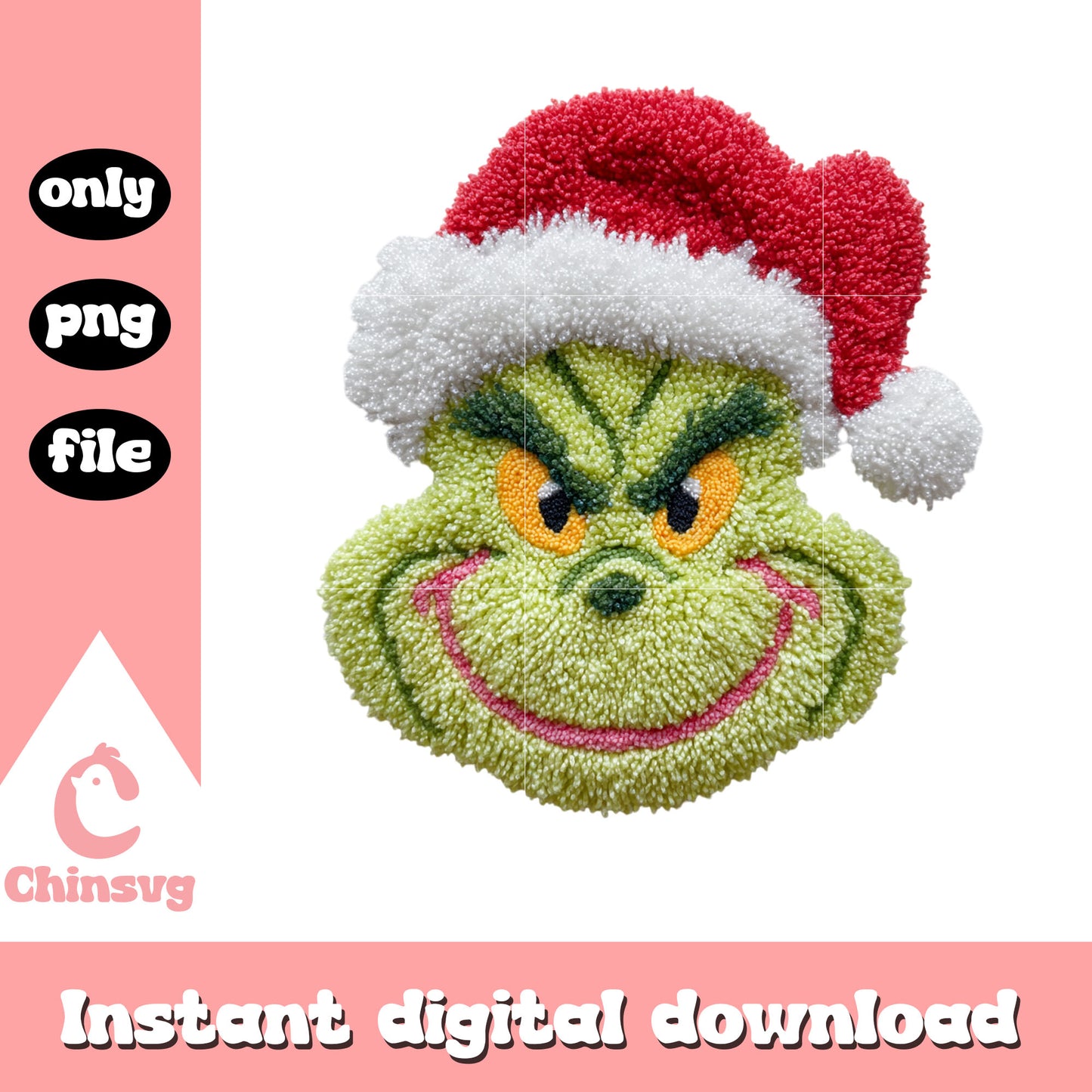 Grinch santa hat patchwork design png, the grinch png