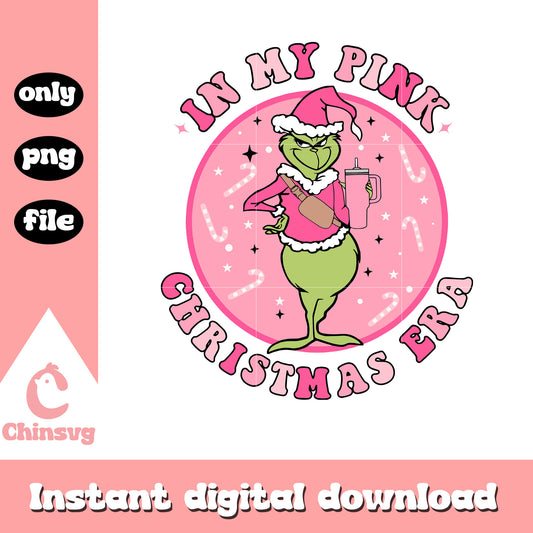 Grinch santa in my pink christmas era png, the grinch png