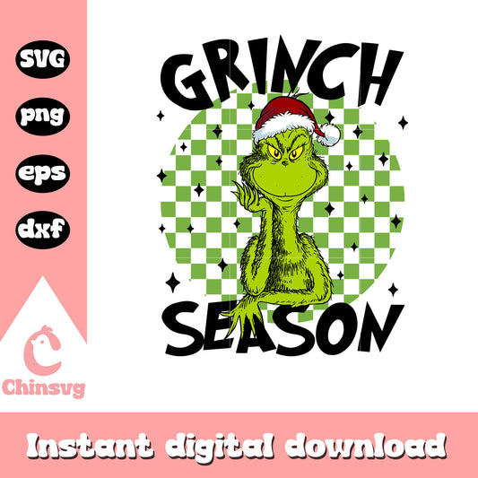 Grinch season checkered pattern svg, Grinch season svg, logo svg