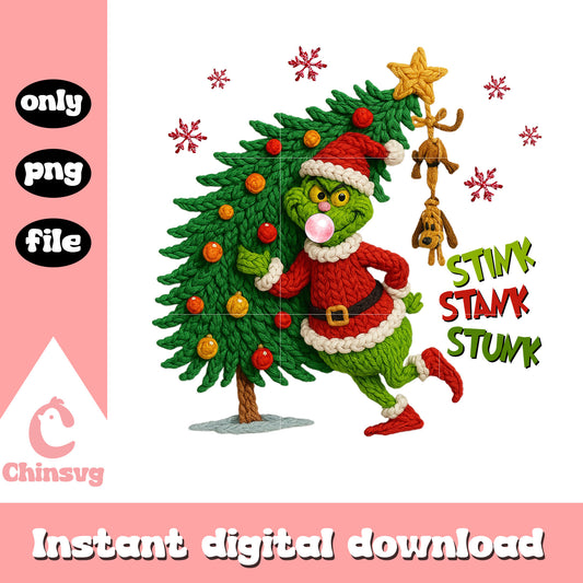 Grinch stank stink stank stunk png, grinch christmas tree png