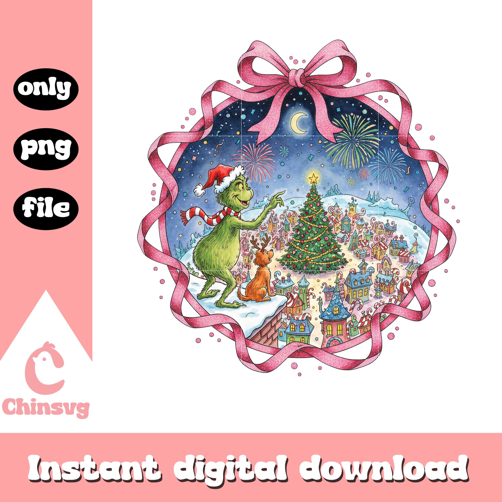 Grinch whoville on christmas dayy png, christmas decorations png
