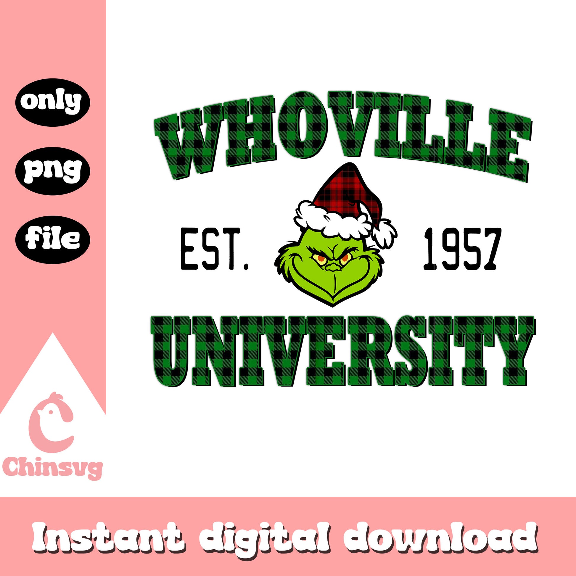 Grinch whoville university est 1957 png, grinch movies png