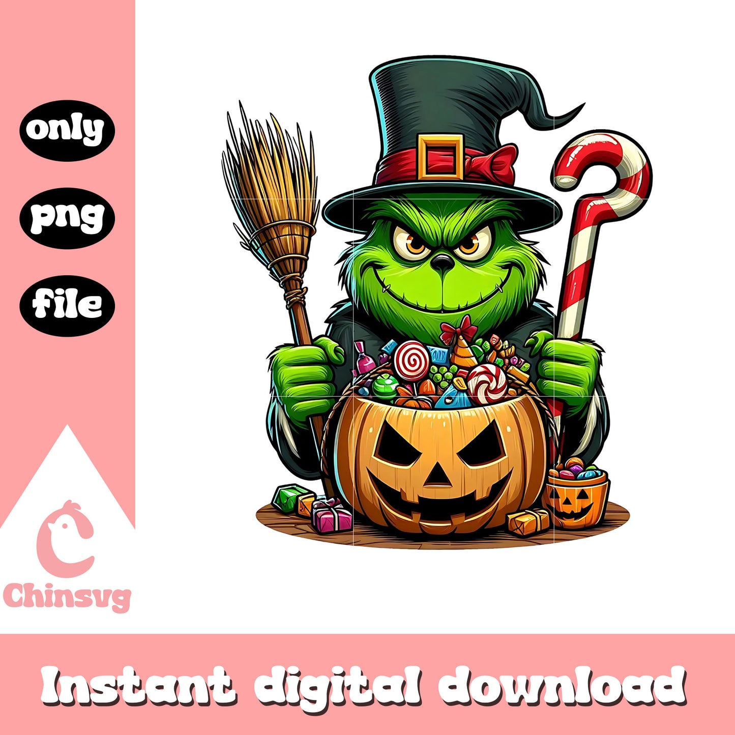Grinch witch and halloween candy png, the grinch png