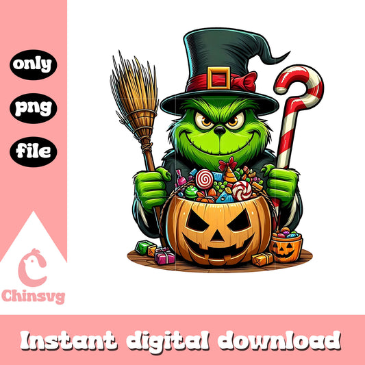 Grinch witch and halloween candy png, the grinch png