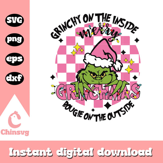 Grinchy on the inside christmas lights svg, merry grinchmas svg
