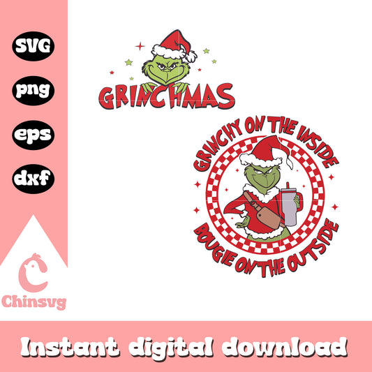 Grinchy on the inside logo christmas design svg, grinchmas​ svg