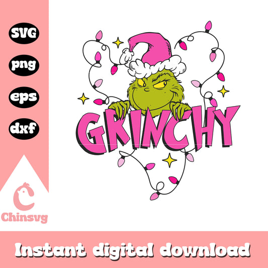 Grinchy christmas lights svg, the grinch characters svg