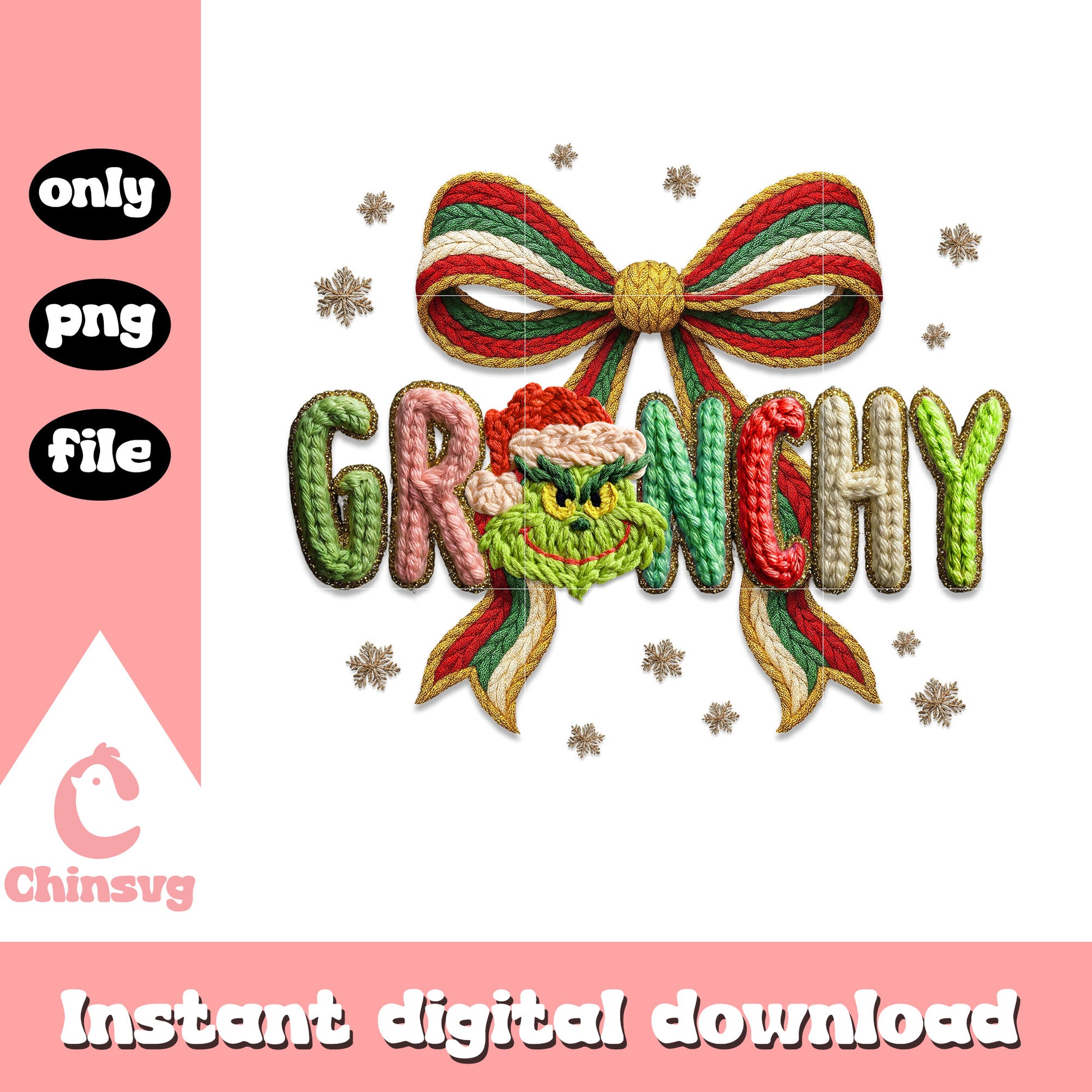 Grinchy crochet christmas design png, the grinch cast png