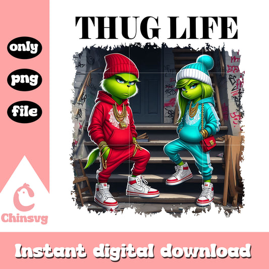 Grinch young red clothes thug life hip hop png, grinch png