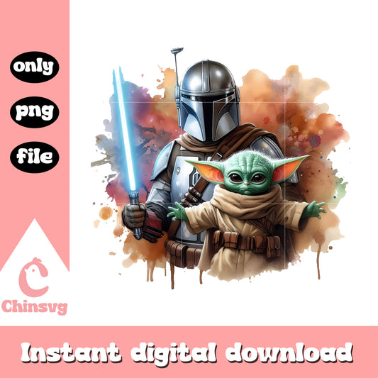 Grogu and din djarin characters png, mandalorian characters png