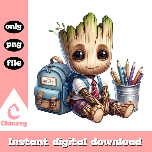 Groot character reading book design png, magic school ai png