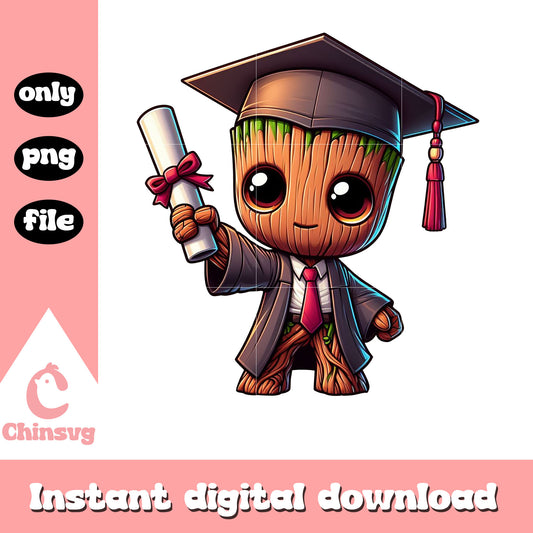 Groot marvel chibi graduation day design png, baby groot png