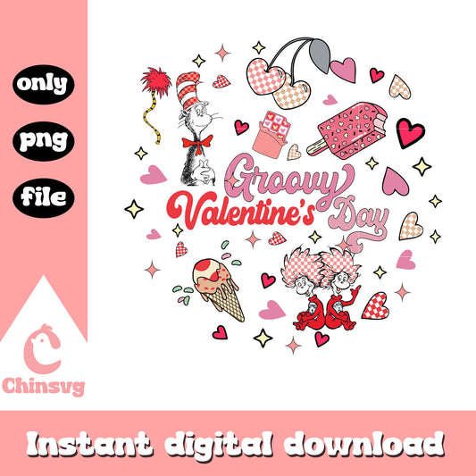 Groovy valentine's day dr.seuss png, dr.seuss characters png